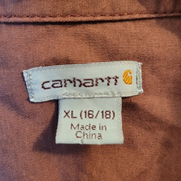 Carhartt Heathered Red Stretch Panel Long Sleeve Button Up Cotton Shirt - Picture 4 of 7